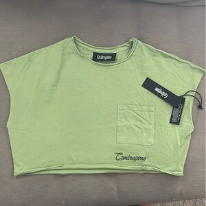 Civil Regime Classic Script V2 Slouchy Cropped Muscle Shirt Green Small NWT